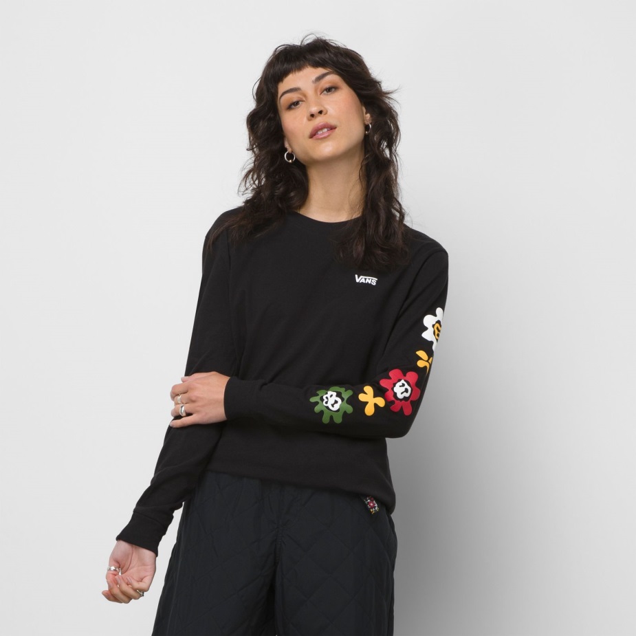 Vans Anaheim λουλουδάτο μακρυμάνικο Bff ​​μπλουζάκι μαύρο