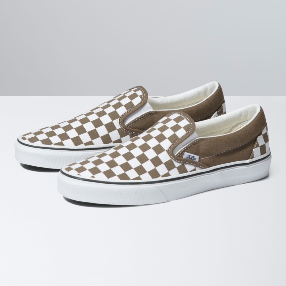 Vans σκακιέρα κλασική Slip-on φαρδιά καρυδιά