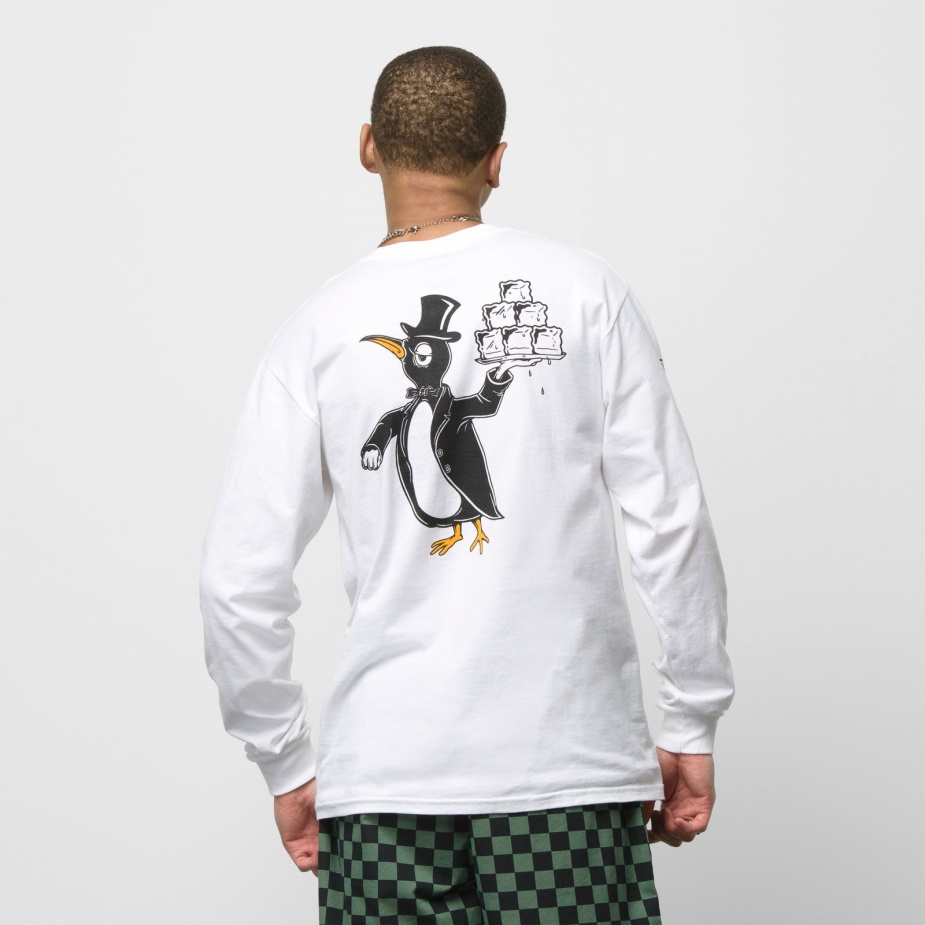 Vans σκακιέρα έρευνα μακρυμάνικο μπλουζάκι λευκό