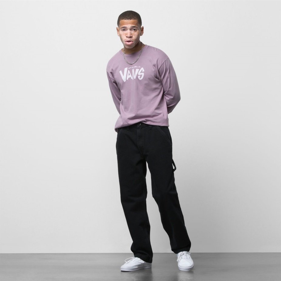 Vans τρυπάνι αγγαρεία χαλαρό κωνικό τζιν παντελόνι μαύρο