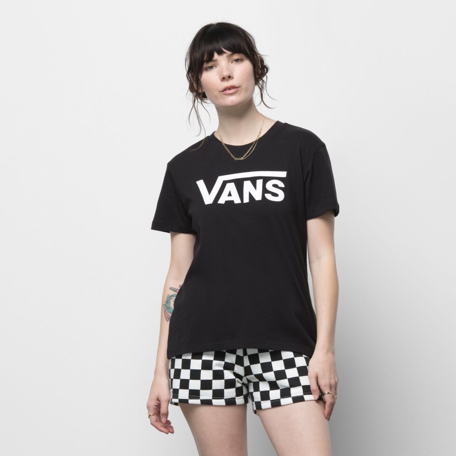 Vans που πετούν V Crew Tee μαύρο