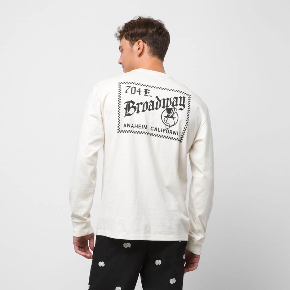 Vans ψηλό καπέλο μακρυμάνικο μπλουζάκι αντίκες λευκό