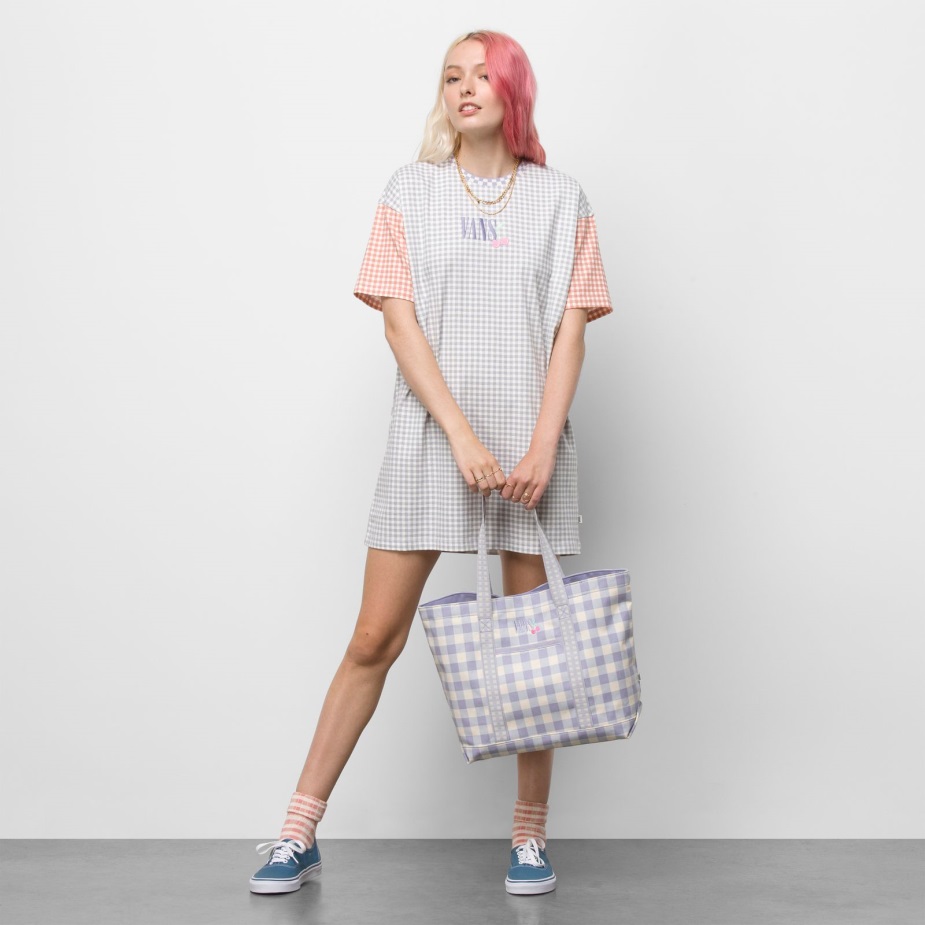 φορτηγά ανακατεμένα τσάντα Gingham Tote άτονη λεβάντα