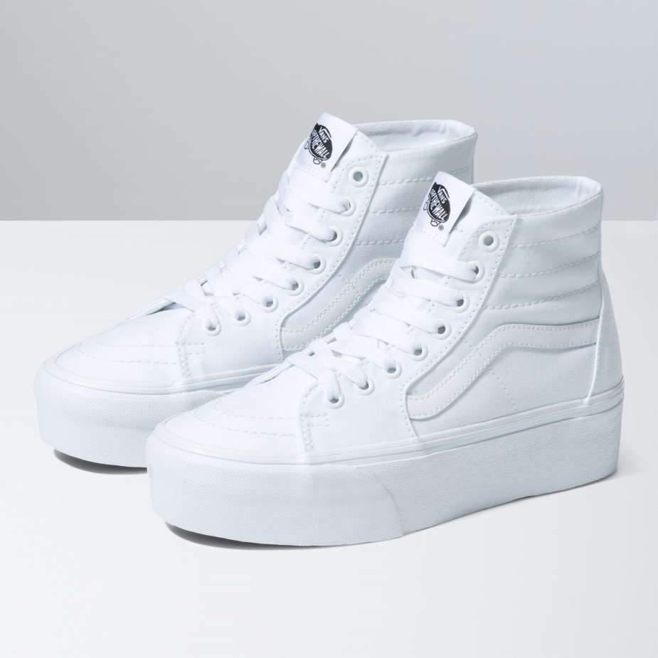 Vans Sk8-hi κωνικός καμβάς μορφής στοίβας αληθινό λευκό