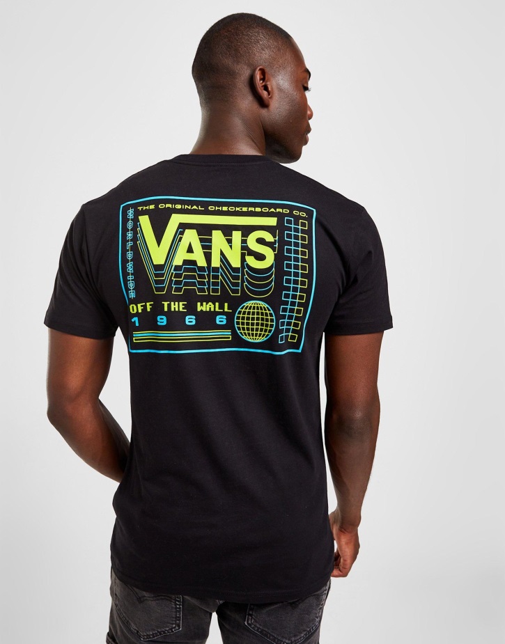 Vans σε όλο τον κόσμο πίσω γραφικό μπλουζάκι μαύρο