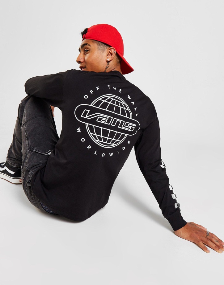 βαν σε όλο τον κόσμο μακρυμάνικο μπλουζάκι μαύρο