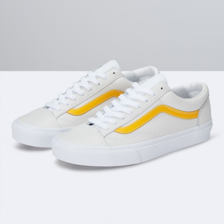 Vans δερμάτινο ποπ στυλ 36 φασμάτων κίτρινο-αληθινό λευκό