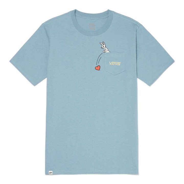 Vans ρετρό μπλουζάκι με μασίφ αυλάκι με κοντό μανίκι Ashley Blue