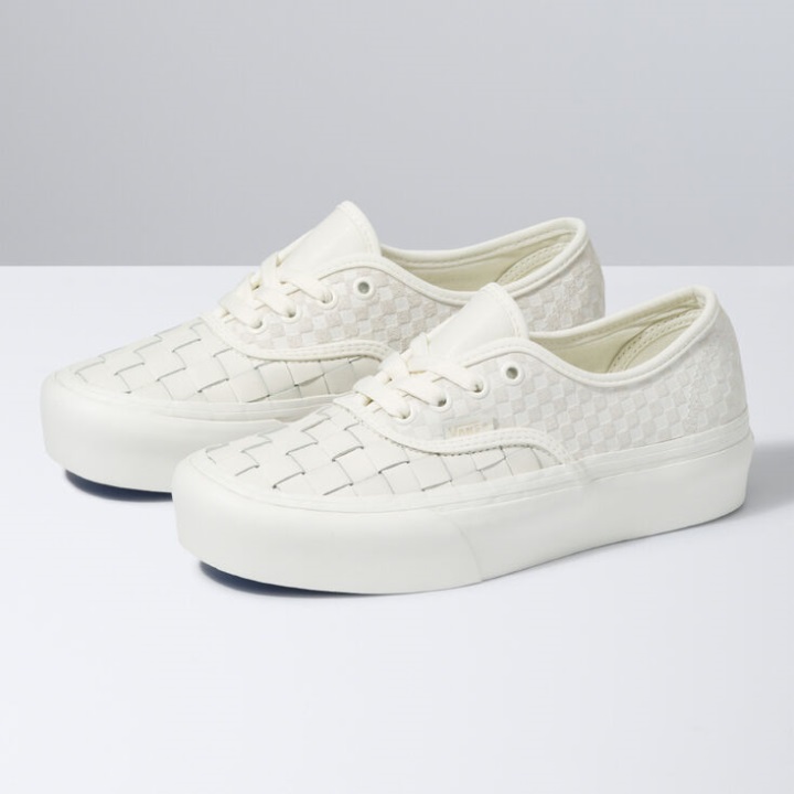 Vans Woven αυθεντική πλατφόρμα 2.0 υφαντό δέρμα-blanc De Blanc
