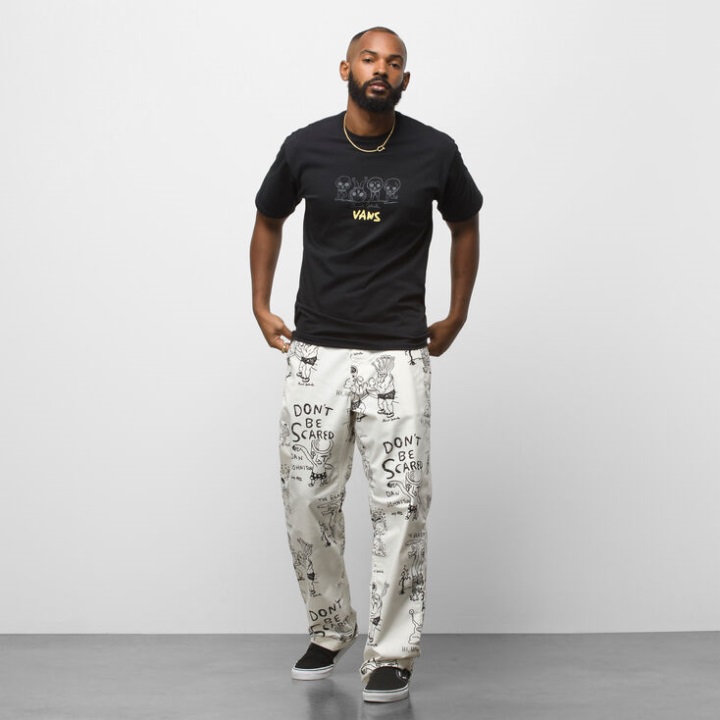 Vans X Daniel Johnston αυθεντικό Chino Loose παντελόνι αντίκα λευκό