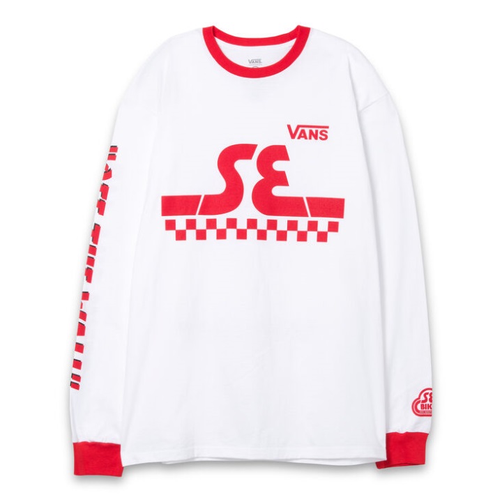 Vans X Se Bikes μακρυμάνικο μπλουζάκι λευκό-υψηλού κινδύνου κόκκινο