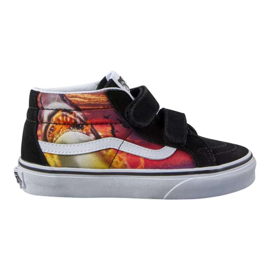 Vans παιδικά προσχολική κλασική επανέκδοση Sk8 V Skate παπούτσια αθλητικά παπούτσια αγοριών Mid Top Casual καρχαρίας ηλιοβασίλεμα-μαύρο