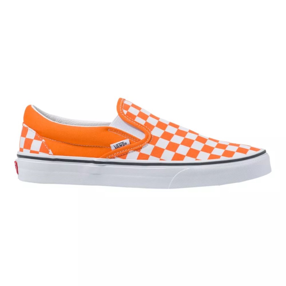 Vans ανδρικά κλασικά σκακιέρα παπούτσια για Skate Sneakers Low Top Casual Slip σε πορτοκαλί-λευκό