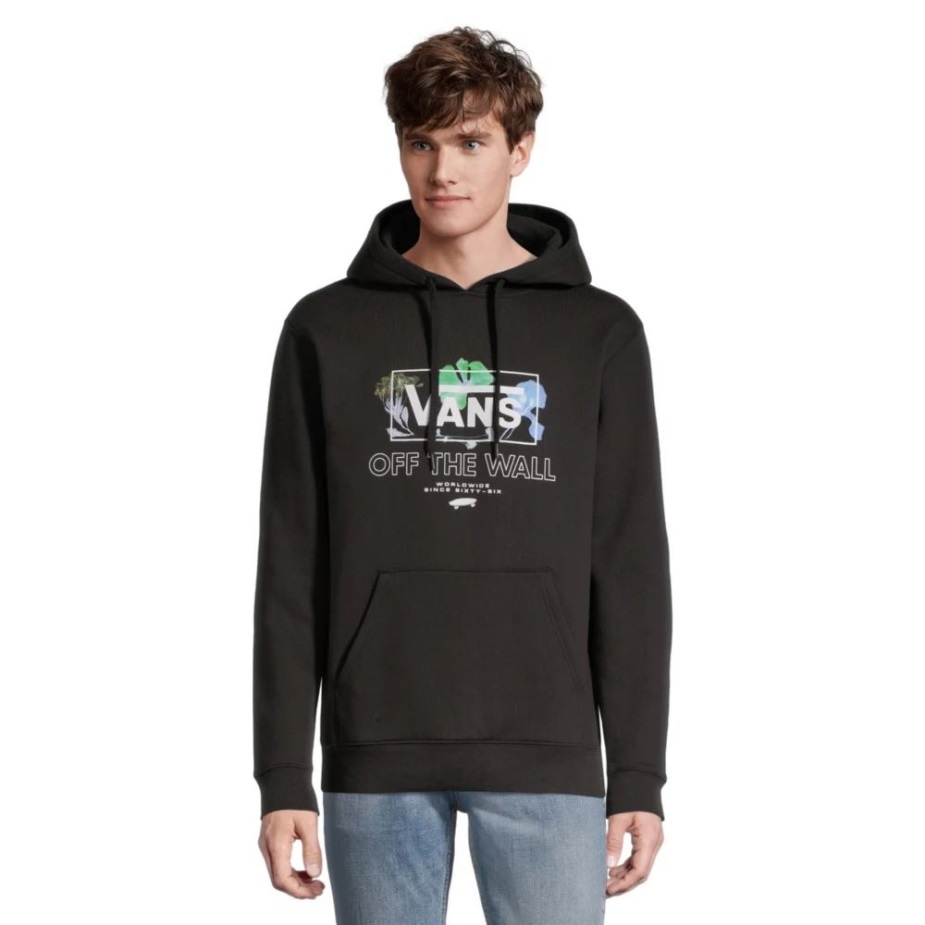 Vans ανδρικό πρεσαριστό φλοράλ πουλόβερ με κουκούλα μαύρο