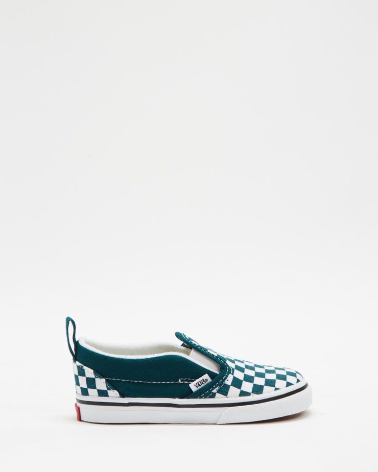 Vans σκακιέρα Slip-on V - παιδική θεωρία χρωμάτων βαθύ γαλαζοπράσινο
