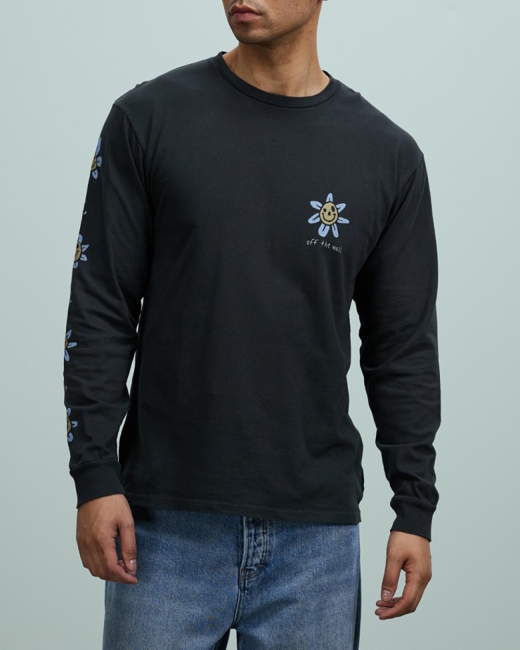 Vans Trippy Grin Floral Ls Tee μαύρο