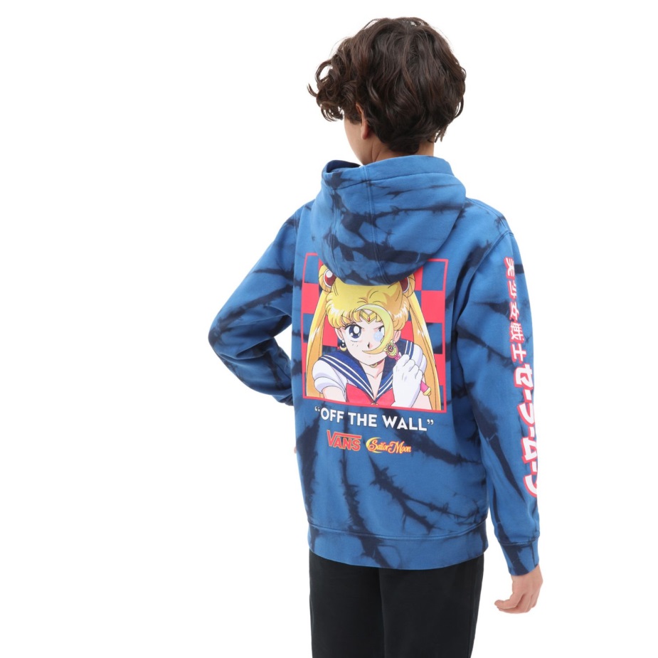 αγόρια φορτηγά X όμορφος φύλακας Sailor Moon Fleece Tie βαφή πουλόβερ Hoodie (8-14 ετών) μπλε