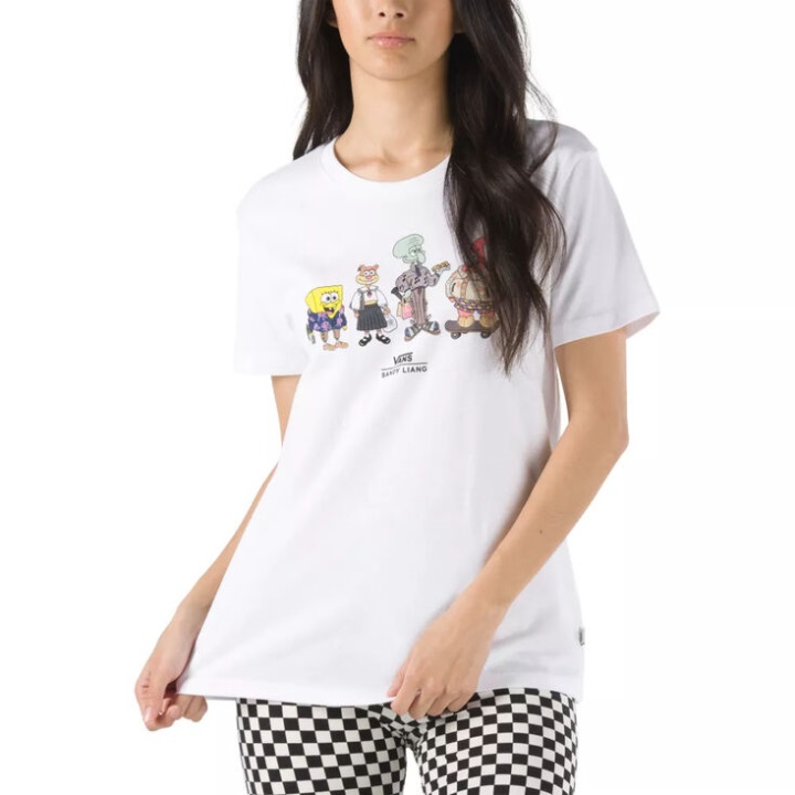 αμμώδης λιάνγκ για Μπομπ Σφουγγαράκης X Vans Boyfriend λευκό μπλουζάκι