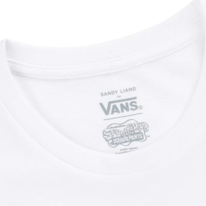 αμμώδης λιάνγκ για Μπομπ Σφουγγαράκης X Vans Boyfriend λευκό μπλουζάκι