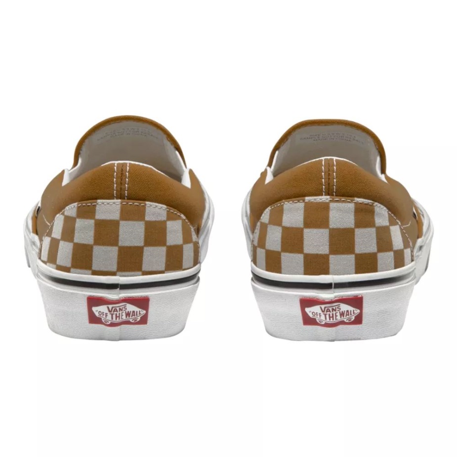 ανδρικά κλασικά παπούτσια για Skate Sneakers Vans με χαμηλό επάνω μέρος σε αναπνεύσιμο χρυσοκαφέ-λευκό