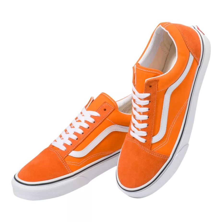 βαν ανδρικά παπουτσια παπουτσια Skate Sneakers Low Top Slip σε αναπνευσιμο πορτοκαλο-λευκο