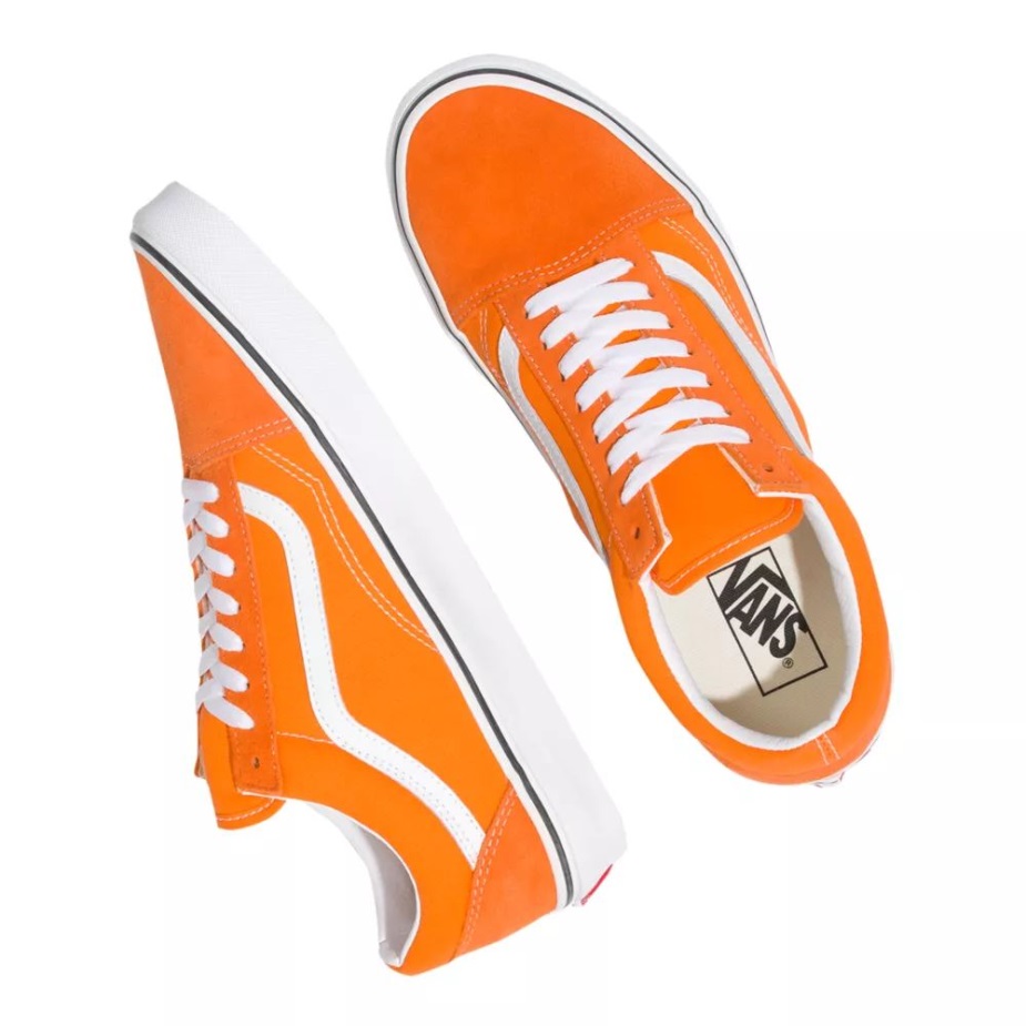 βαν ανδρικά παπουτσια παπουτσια Skate Sneakers Low Top Slip σε αναπνευσιμο πορτοκαλο-λευκο