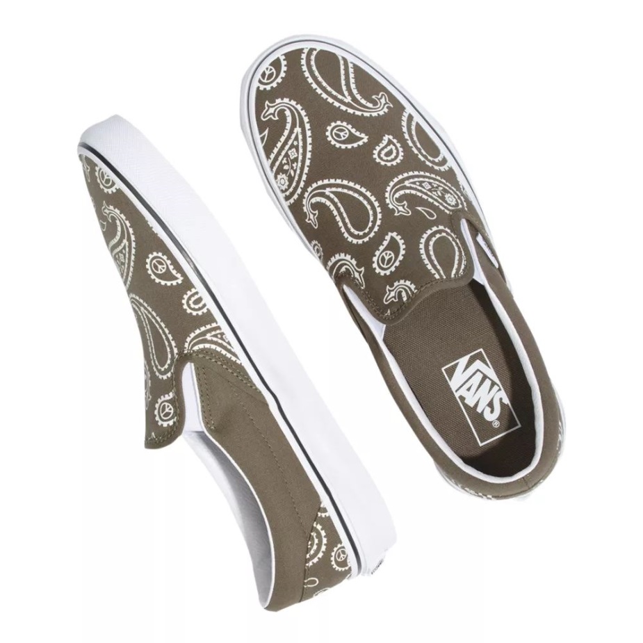 βαν ανδρικα ειρηνικα παισλει κλασικα παπουτσια Skate Sneakers χαμηλο πανω φυλλο σταφυλι-λευκο