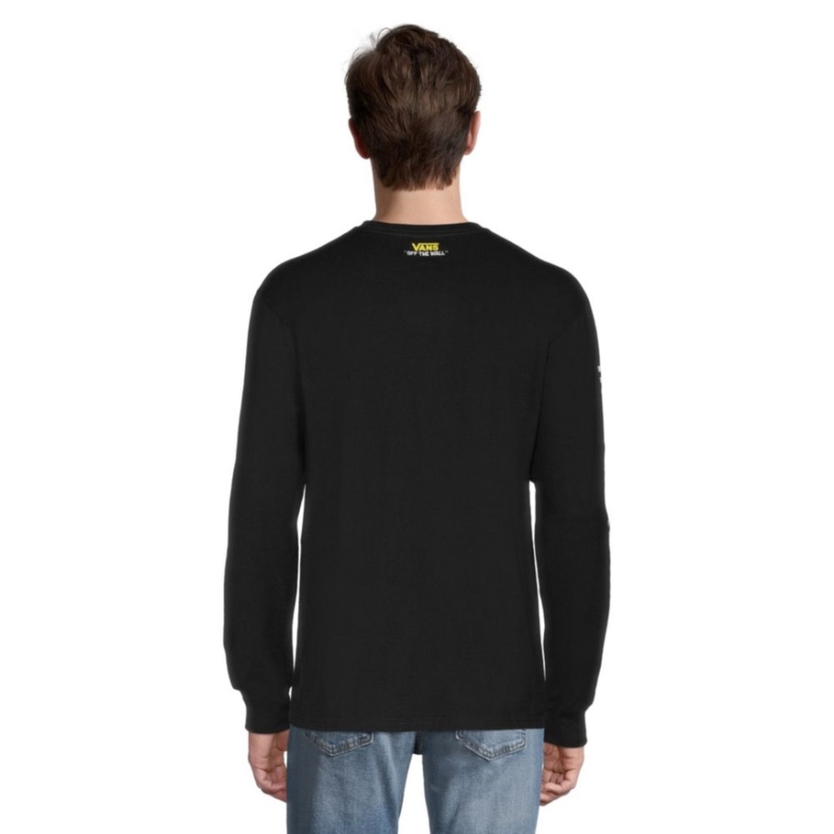 βαν ανδρικό μπλουζάκι με χαρακτήρες μπομπ σφουγγάρι μακρυμάνικο πλήρωμα λαιμόκοψη βαμβακερό Casual μαύρο