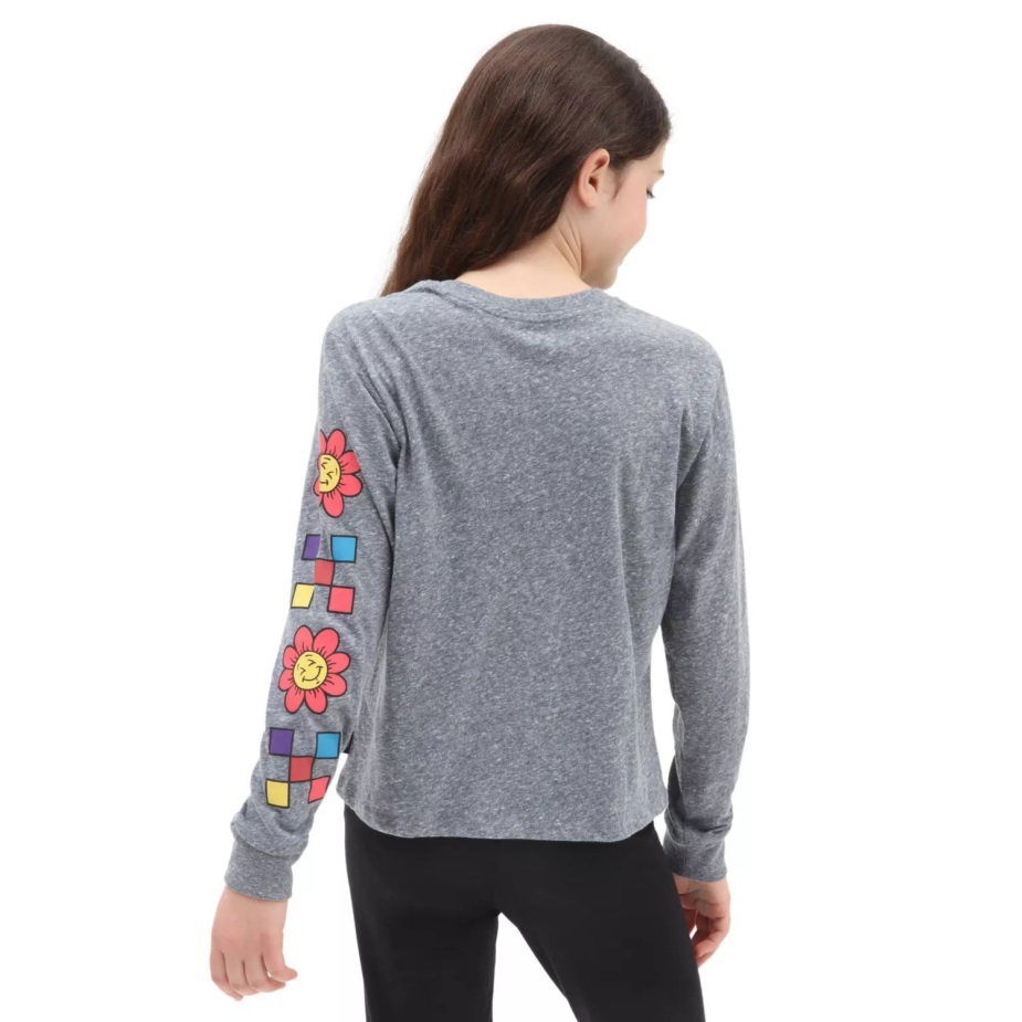 βαν για κορίτσια επαναλήπτη χαμόγελου μακρυμάνικο κοντό μπλουζάκι (8-14 ετών) γκρι