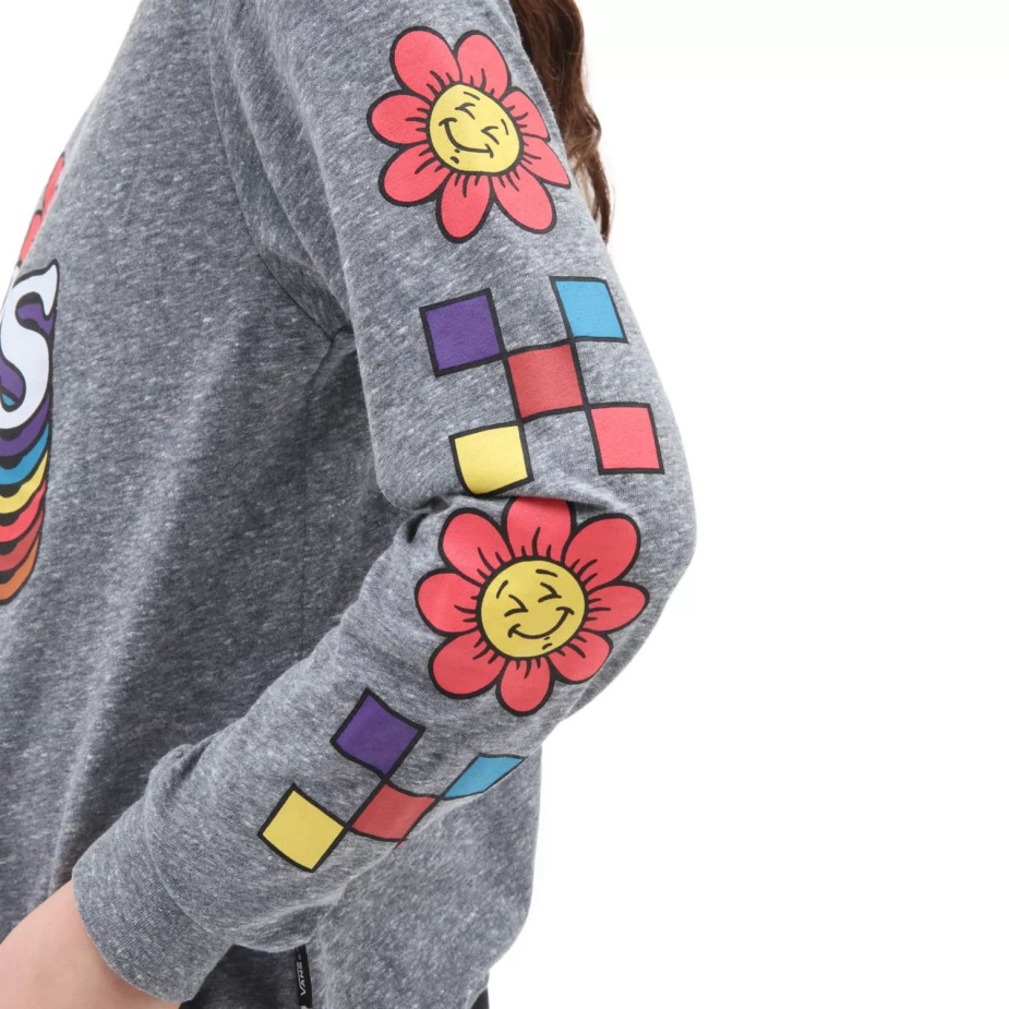 βαν για κορίτσια επαναλήπτη χαμόγελου μακρυμάνικο κοντό μπλουζάκι (8-14 ετών) γκρι