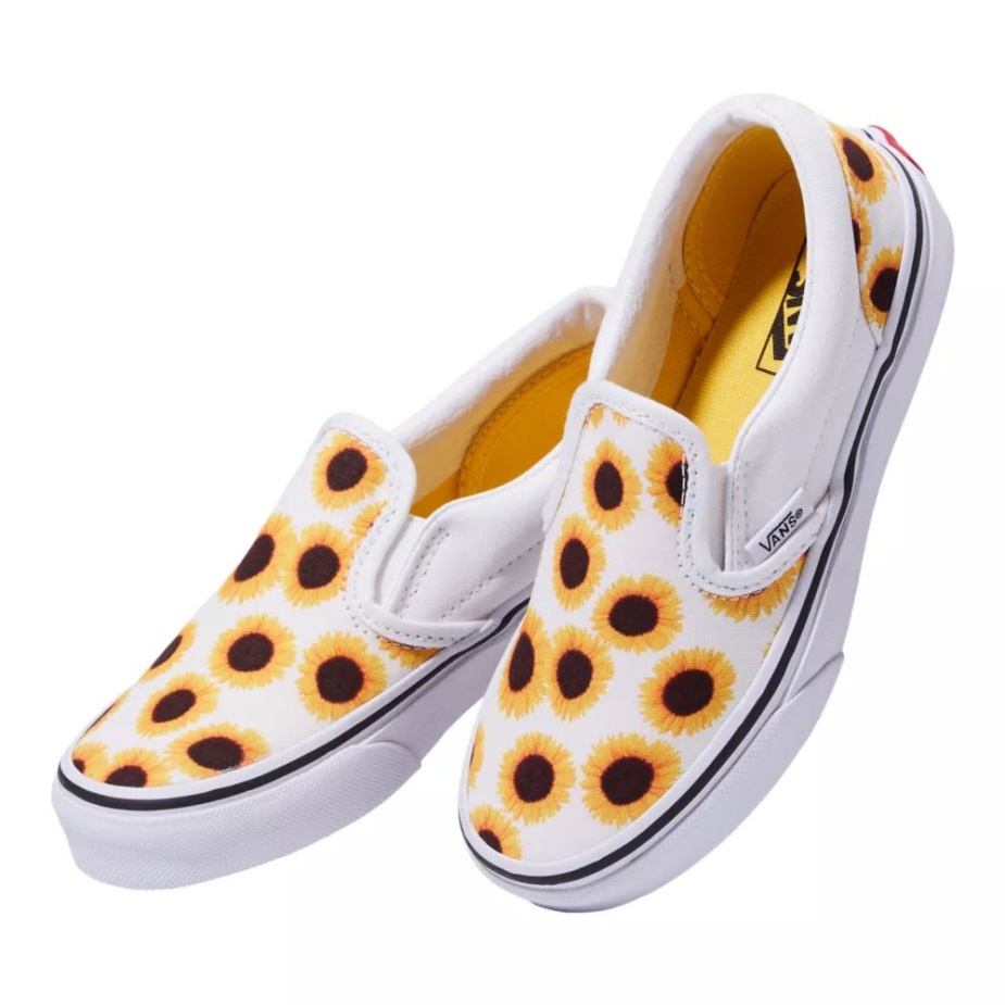 βαν κοριτσιών προσχολικής ηλικίας κλασικό Slip On Skate παπούτσια ηλίανθος κίτρινο-αληθινό λευκό