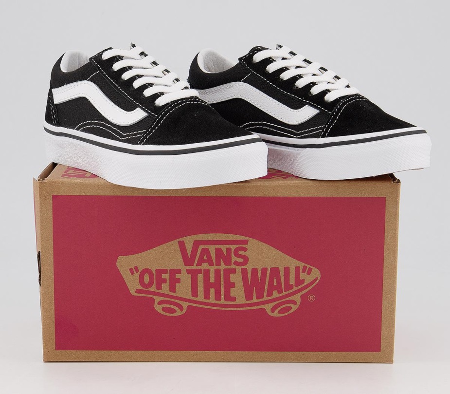 βαν παλιά Skool δαντέλα παιδικά εκπαιδευτικά μαύρο αληθινό λευκό