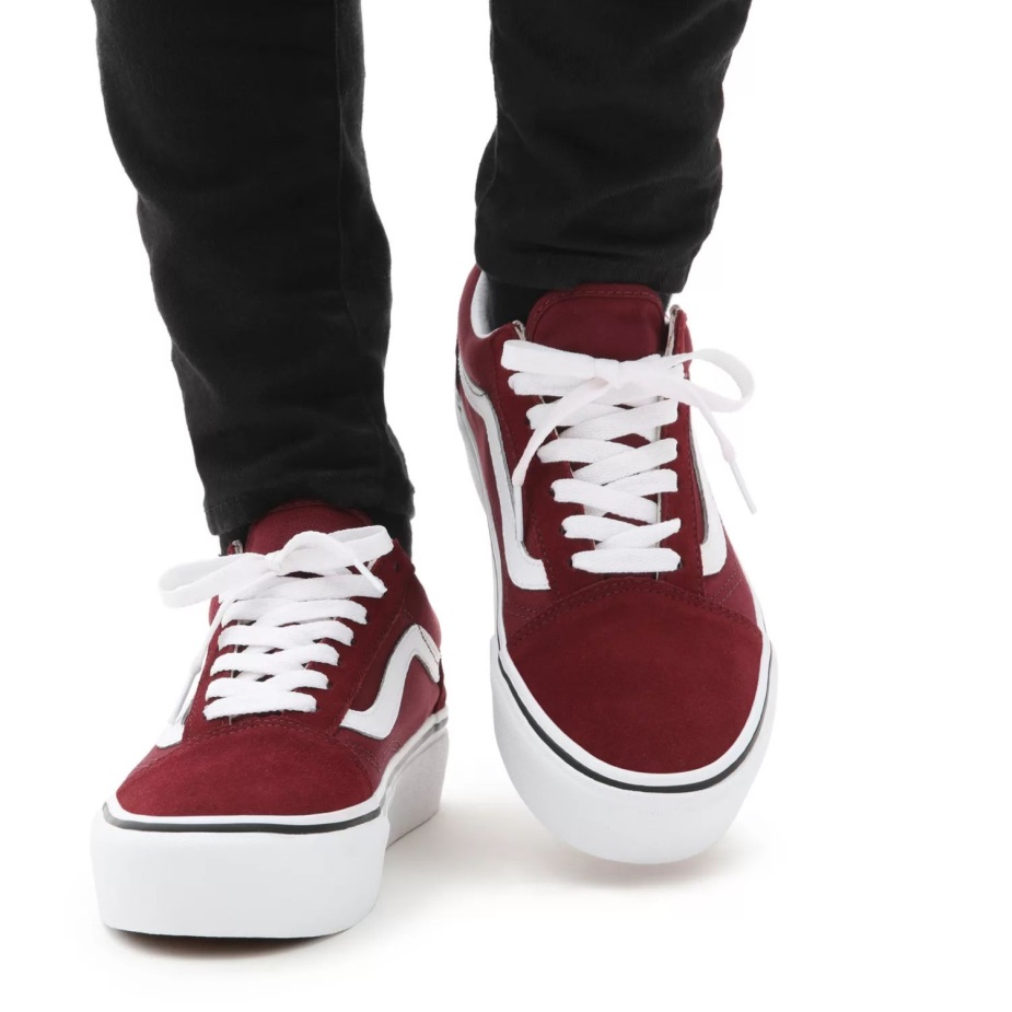 βαν πλατφόρμα παλιά παπούτσια Skool κόκκινο