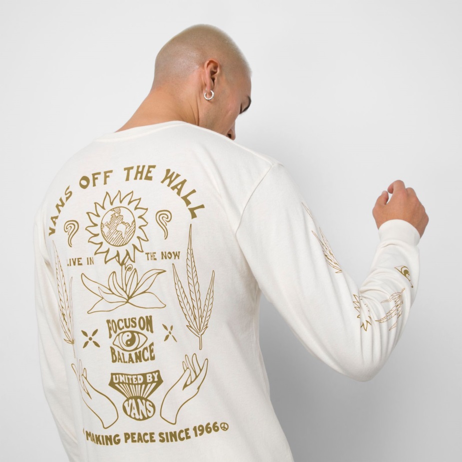 βαν που κάνουν ειρήνη Vintage μακρυμάνικο μπλουζάκι αντίκα λευκό