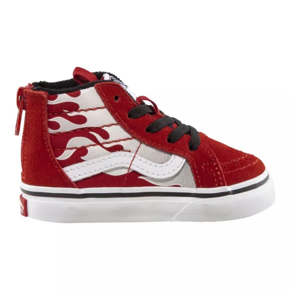βανάκια για νήπια παιδικά παπούτσια Sk8-hi Zip Skate Racing κόκκινο-μαύρο