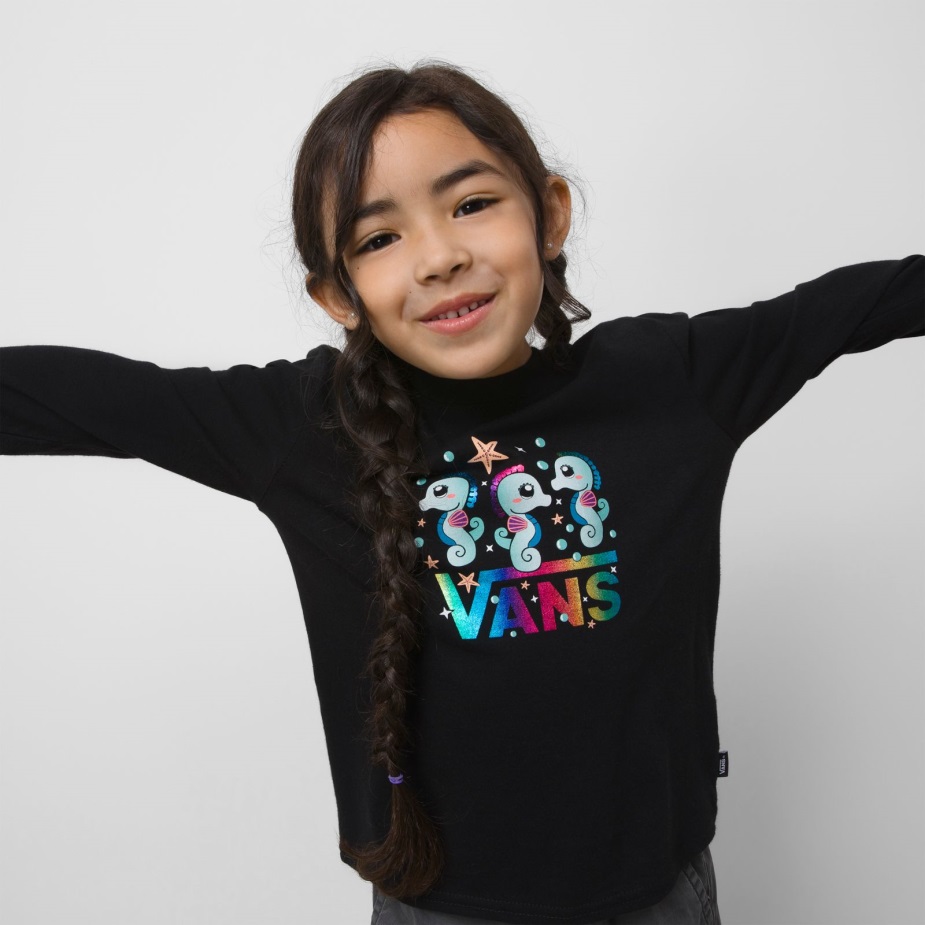 βανάκια παιδάκια ουράνιο τόξο ιππόκαμπος μακρυμάνικο μπλουζάκι μαύρο