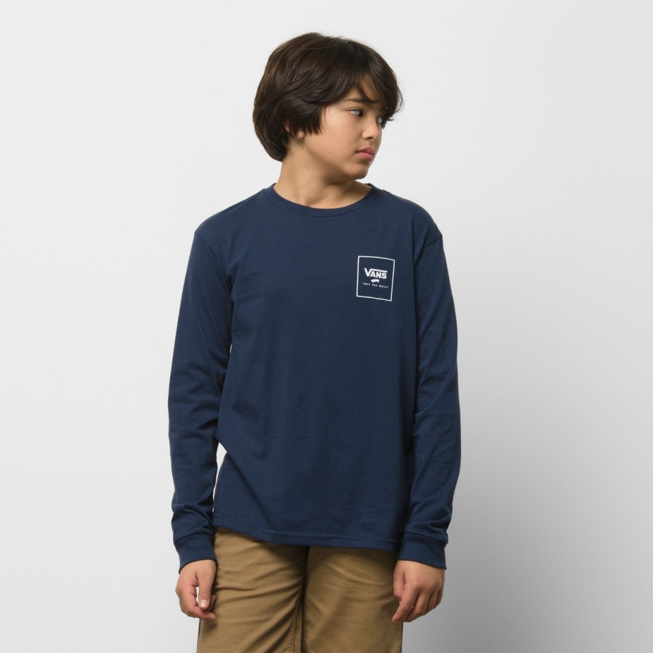 βανάκια παιδικό κουτί με στάμπα πίσω μακρυμάνικο μπλουζάκι φόρεμα Blues-true Blue