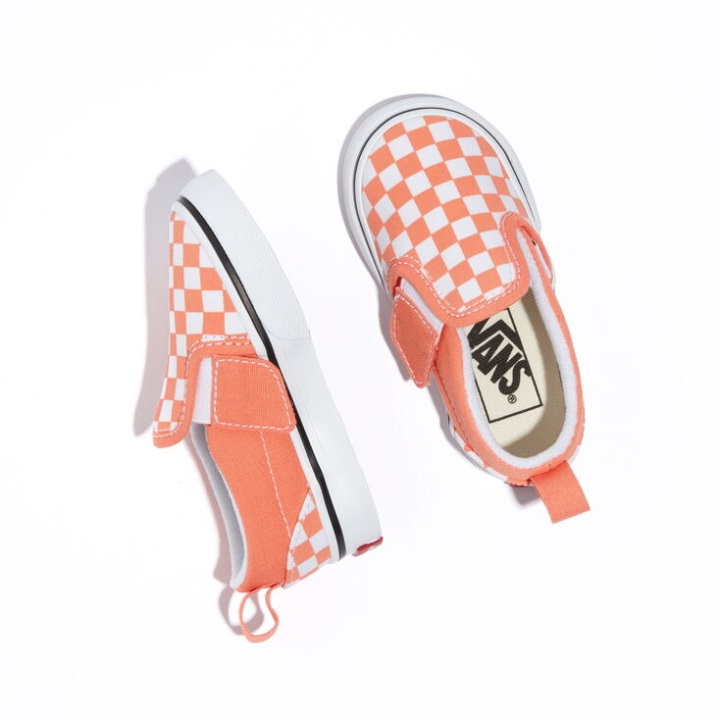 βανάκια σκακιέρα για νήπια κλασική Slip-on V πεπόνι-αληθινό λευκό