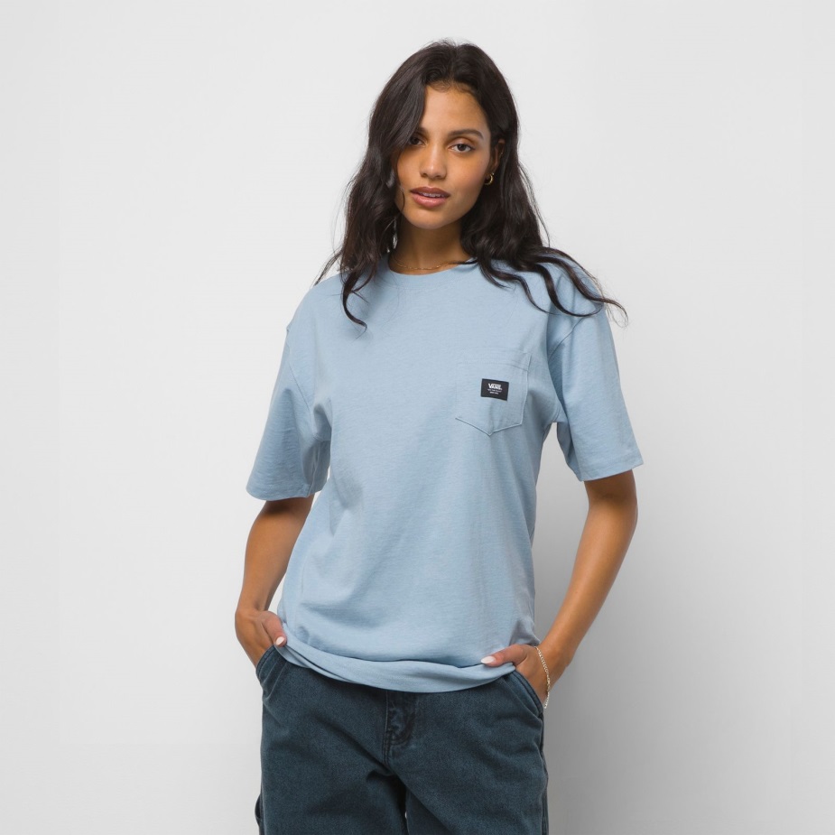 βανάκια υφαντό μπάλωμα τσέπη μπλουζάκι Ashley Blue