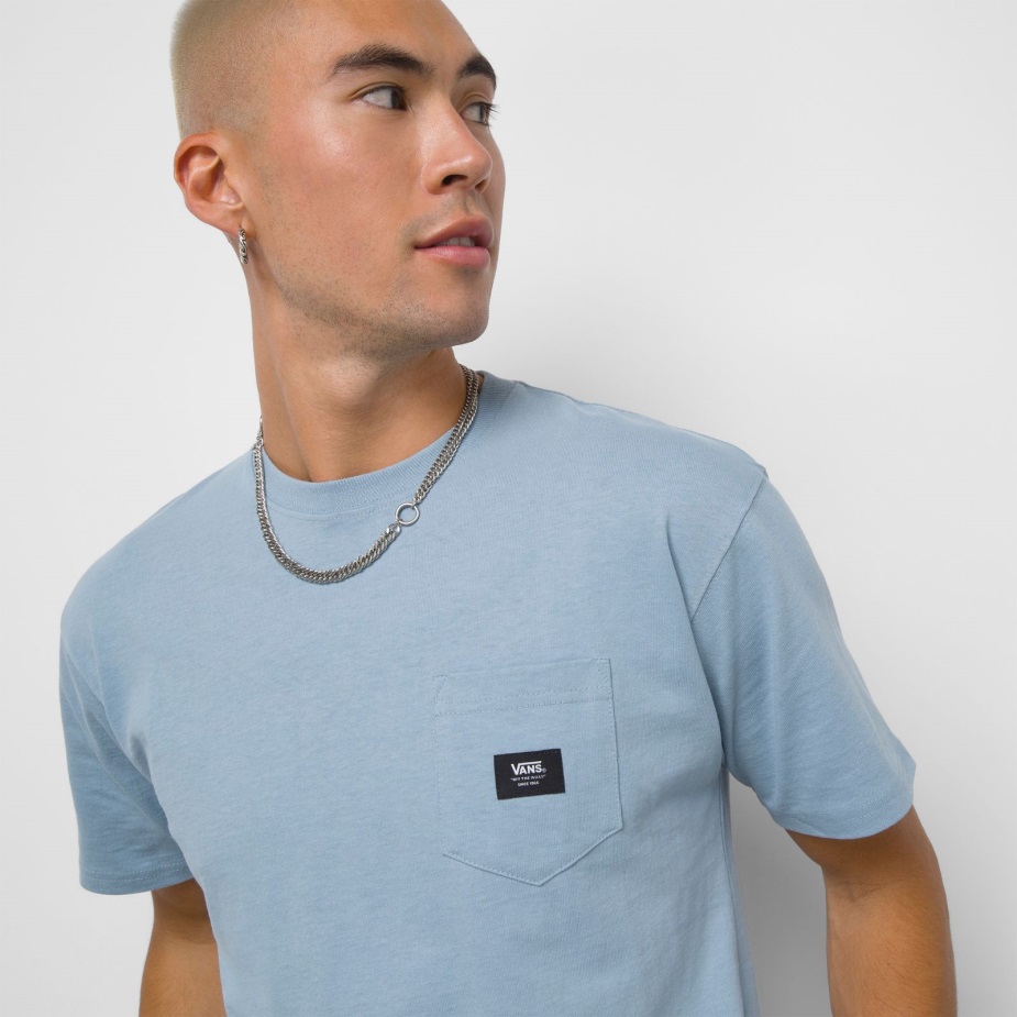 βανάκια υφαντό μπάλωμα τσέπη μπλουζάκι Ashley Blue