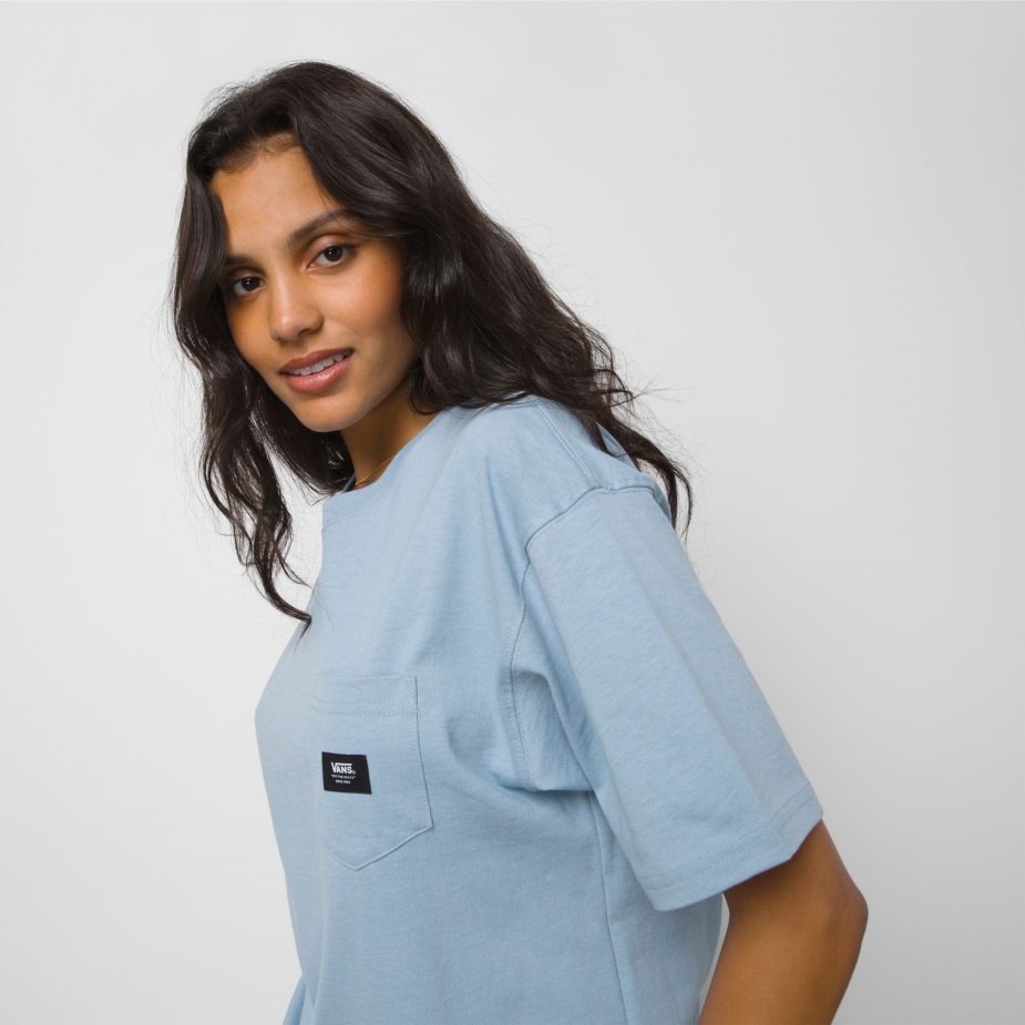 βανάκια υφαντό μπάλωμα τσέπη μπλουζάκι Ashley Blue