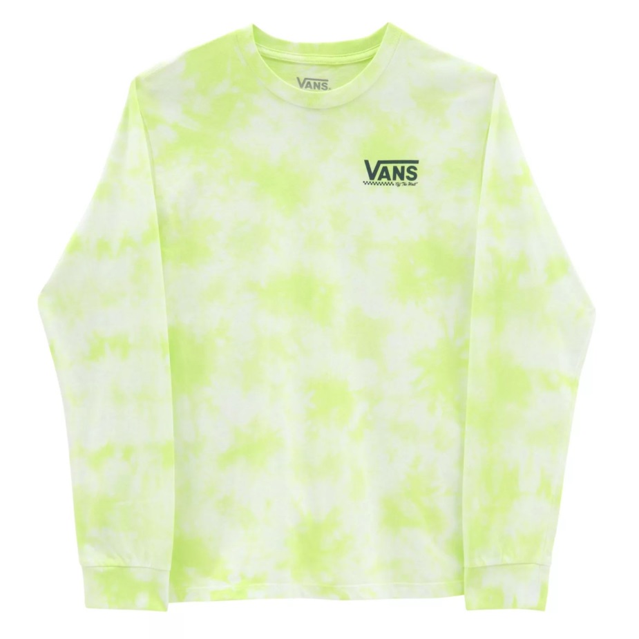 βανς για αγόρια μακρυμάνικο μπλουζάκι βαφής βαφής (8-14 ετών) κίτρινο-λευκό