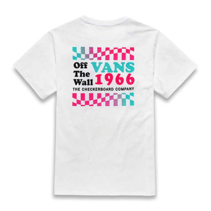 καρό μπλουζάκι Vans λευκό