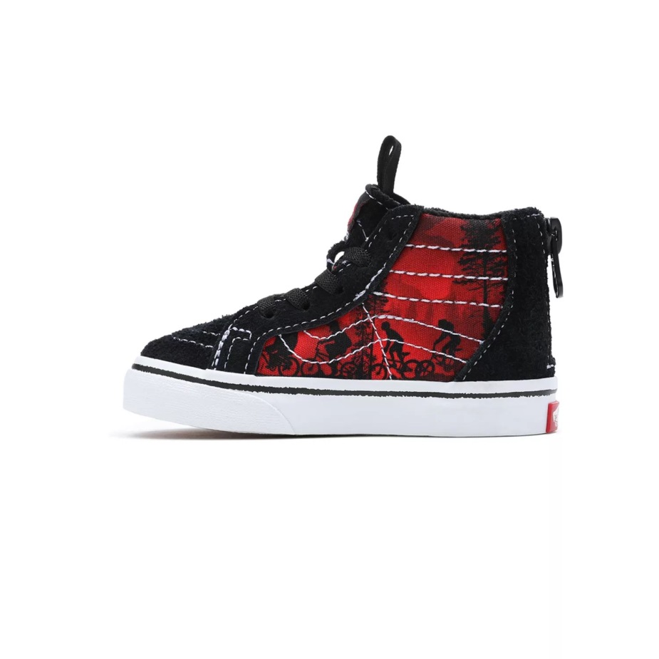 μικρά φορτηγά X ξένα πράγματα Sk8-hi φερμουάρ παπούτσια (1-4 ετών) μαύρο-κόκκινο