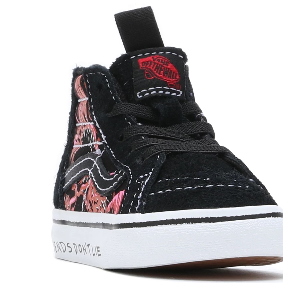 μικρά φορτηγά X ξένα πράγματα Sk8-hi φερμουάρ παπούτσια (1-4 ετών) μαύρο-κόκκινο