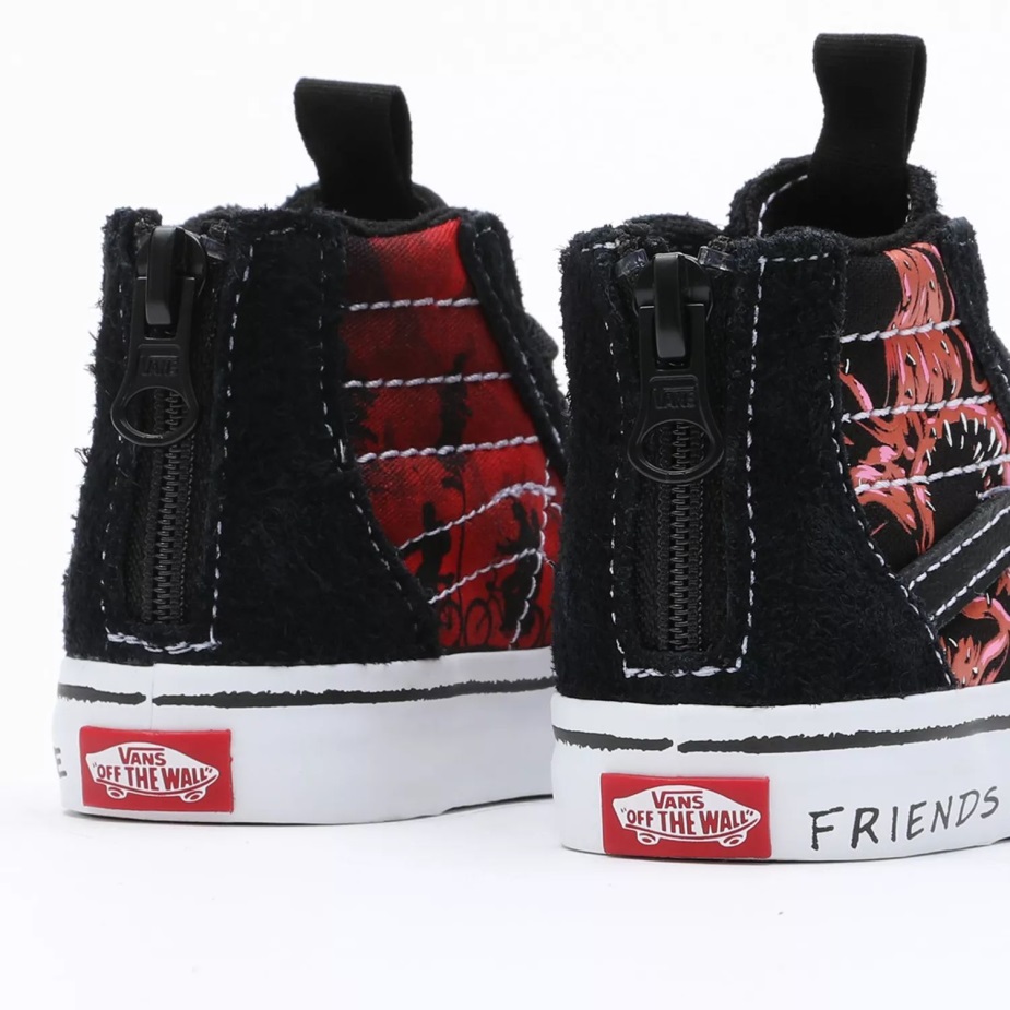 μικρά φορτηγά X ξένα πράγματα Sk8-hi φερμουάρ παπούτσια (1-4 ετών) μαύρο-κόκκινο