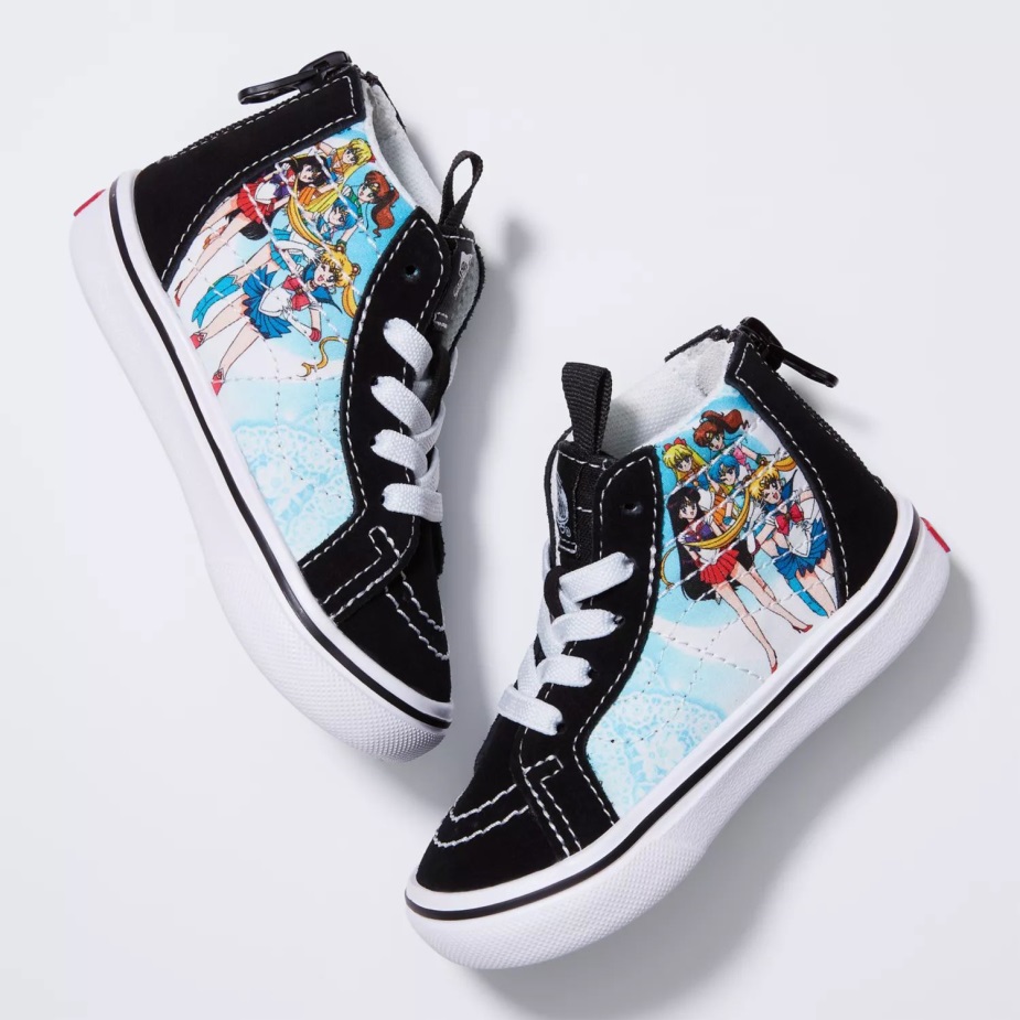 μικρά φορτηγά X όμορφος φύλακας Sailor Moon Comfycush Sk8-hi φερμουάρ παπούτσια (1-4 ετών) μαύρα