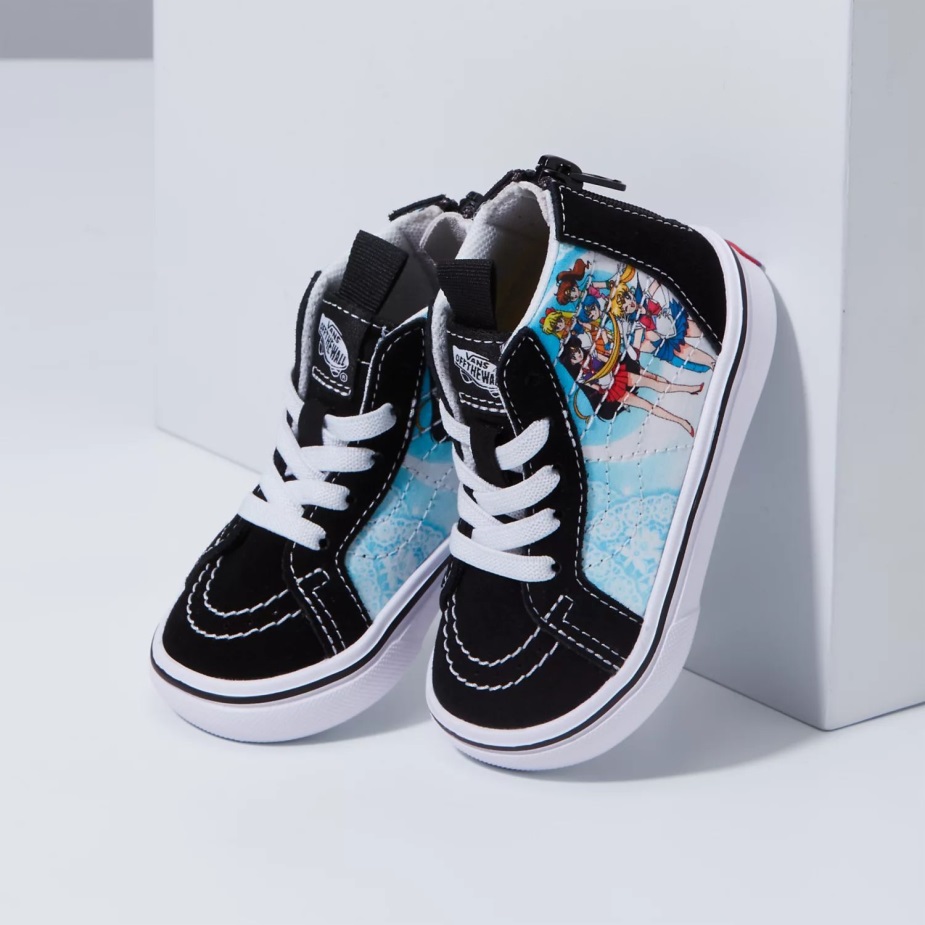 μικρά φορτηγά X όμορφος φύλακας Sailor Moon Comfycush Sk8-hi φερμουάρ παπούτσια (1-4 ετών) μαύρα