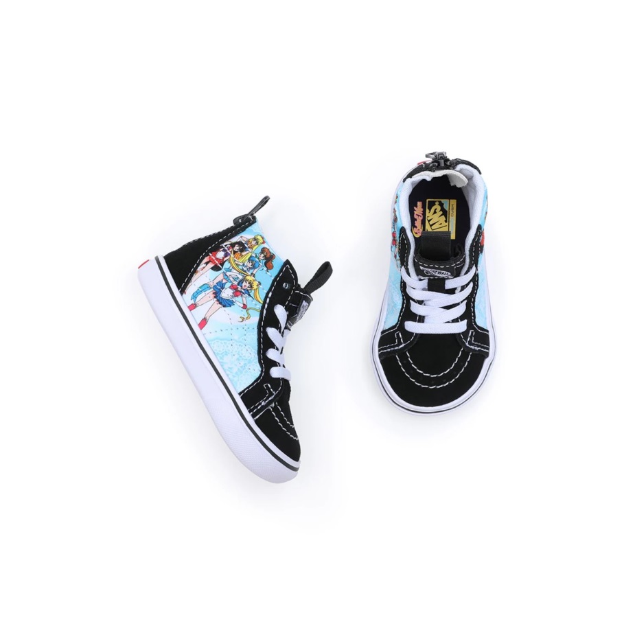 μικρά φορτηγά X όμορφος φύλακας Sailor Moon Comfycush Sk8-hi φερμουάρ παπούτσια (1-4 ετών) μαύρα