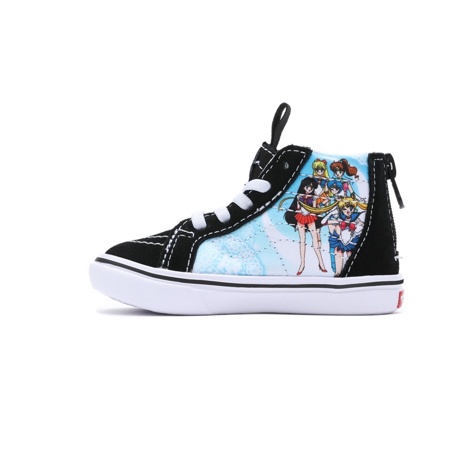 μικρά φορτηγά X όμορφος φύλακας Sailor Moon Comfycush Sk8-hi φερμουάρ παπούτσια (1-4 ετών) μαύρα